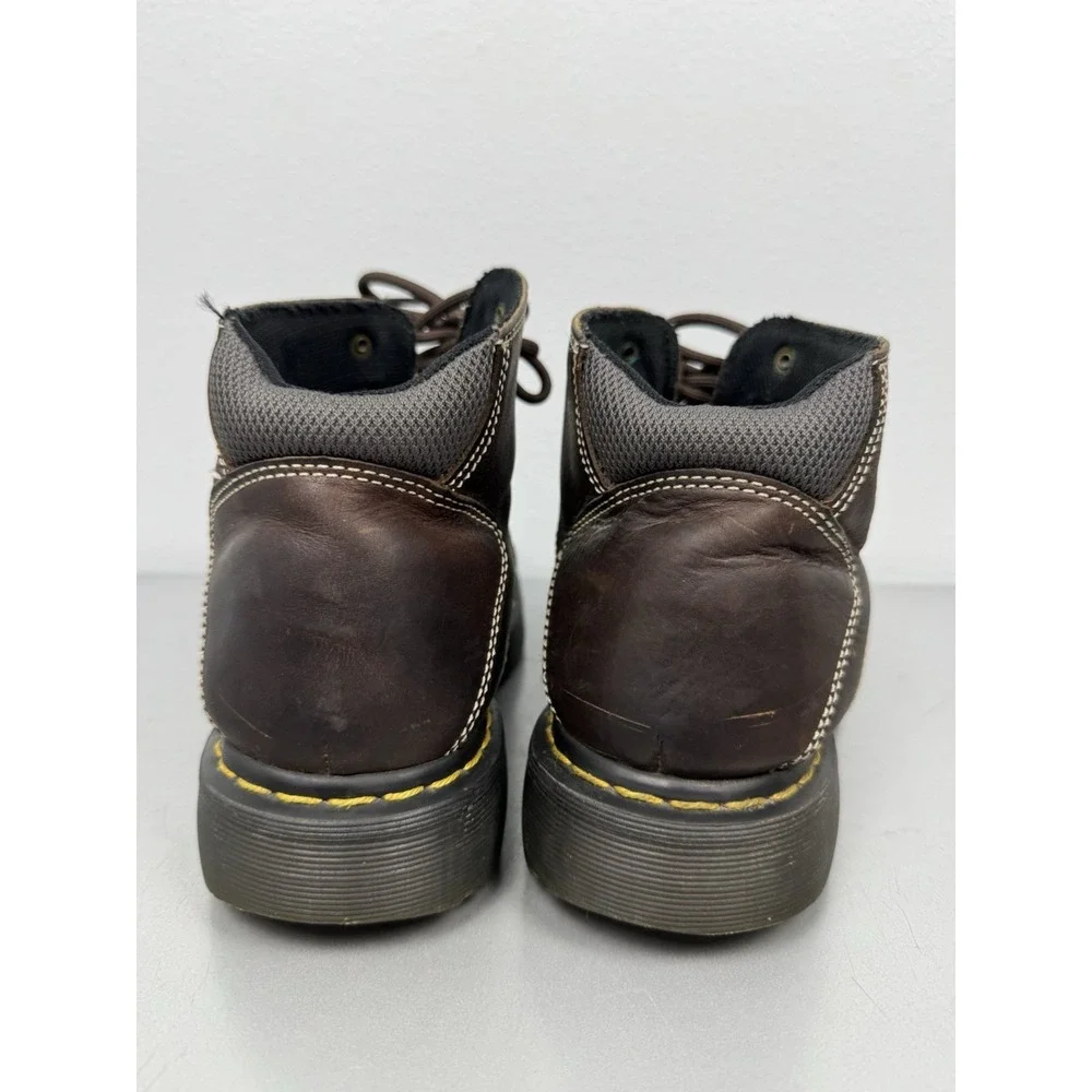 Vintage Dr Martens Boots Mens 10 M Brown Leather Ankle Work Brown Yellow 90s Y2K